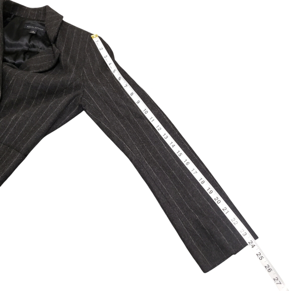 Banana Republic Vtg Y2K Womens Wool Cashmere Grey Pinstripe Blazer Jacket Sz 6 - Picture 10 of 14
